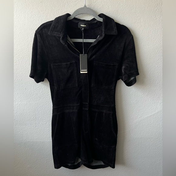 MONROW black velour romper / play suit size Small NWT $175 - Picture 4 of 11